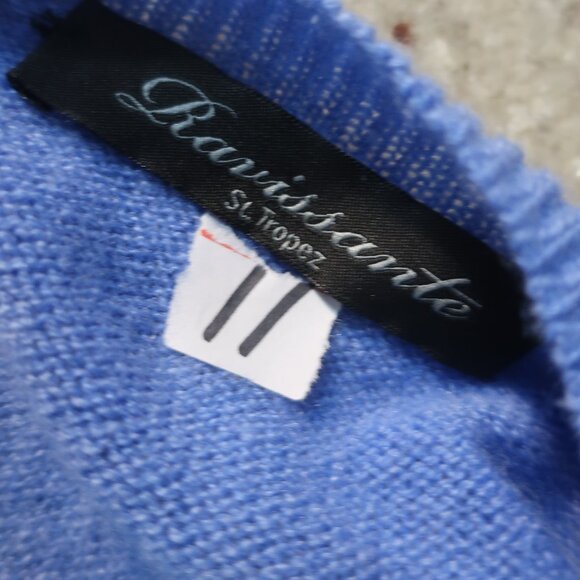 Mens Ravissante St. Tropez Periwinkle Blue Cashmere V-Neck Pullover Sweater M - Picture 8 of 9